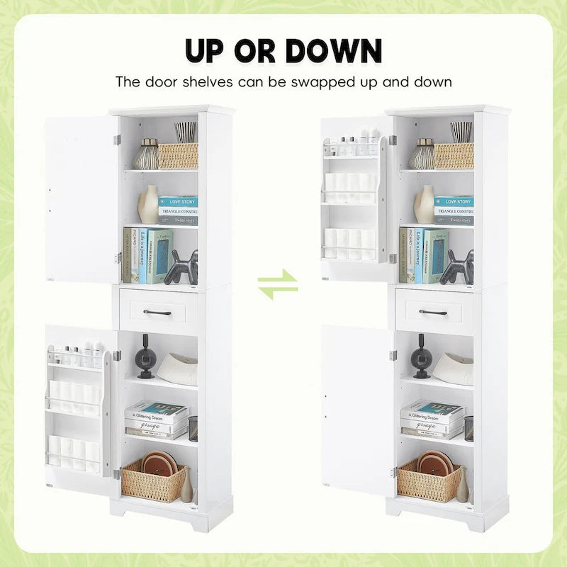 Tall Freestanding Bathroom Storage Cabinet with 2 Doors and 1 Drawer