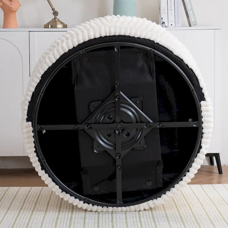 Oversized 360 Degreed Swivel Accent Chair Modern Soft Plush Corduroy Round Barrel Chair for Living Room Bedroom with Pillows