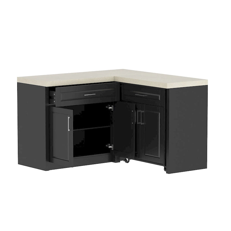 Efficient Corner Kitchen Cabinet L-Shape Kitchen Island: Ample Storage with Smooth - sliding Drawers,UV Countertop