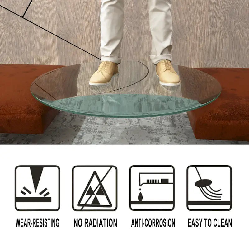 Round Tempered Glass Table Top Clear Glass Thick Round Polished Edge