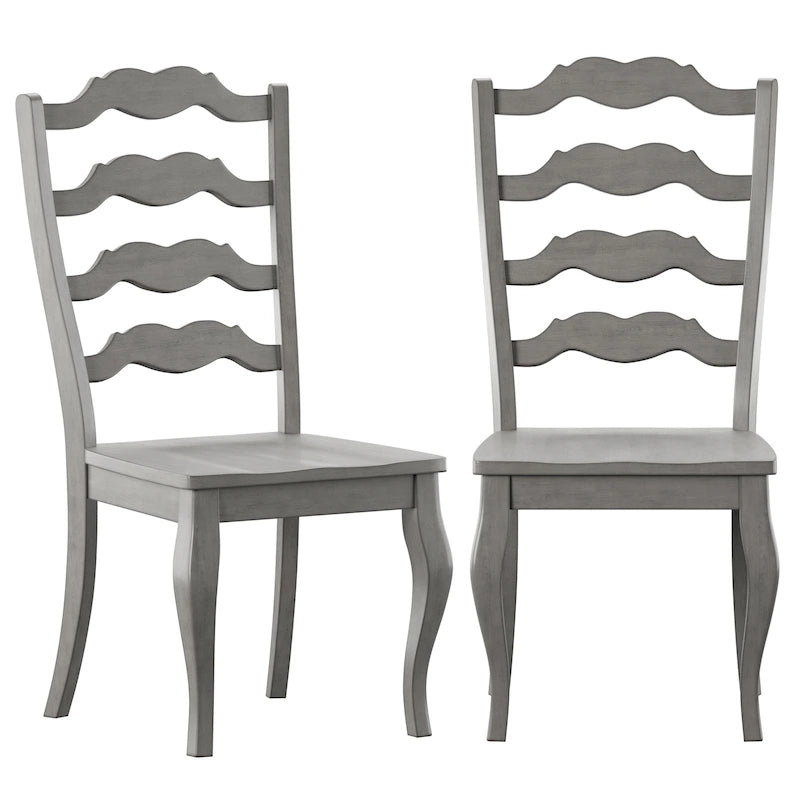 Ronda French Ladder Back Wood Dining Chairs (Set of 2)