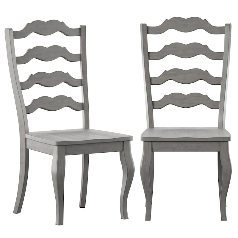 Ronda French Ladder Back Wood Dining Chairs (Set of 2)