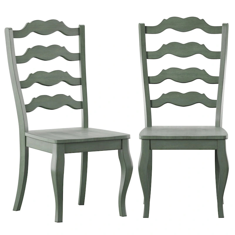 Ronda French Ladder Back Wood Dining Chairs (Set of 2)