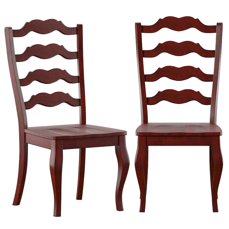 Ronda French Ladder Back Wood Dining Chairs (Set of 2)