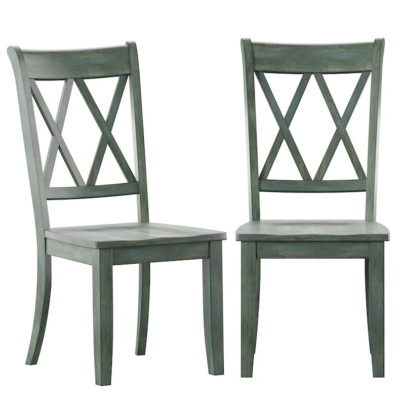 Ronda Double X Back Wood Dining Chairs (Set of 2)