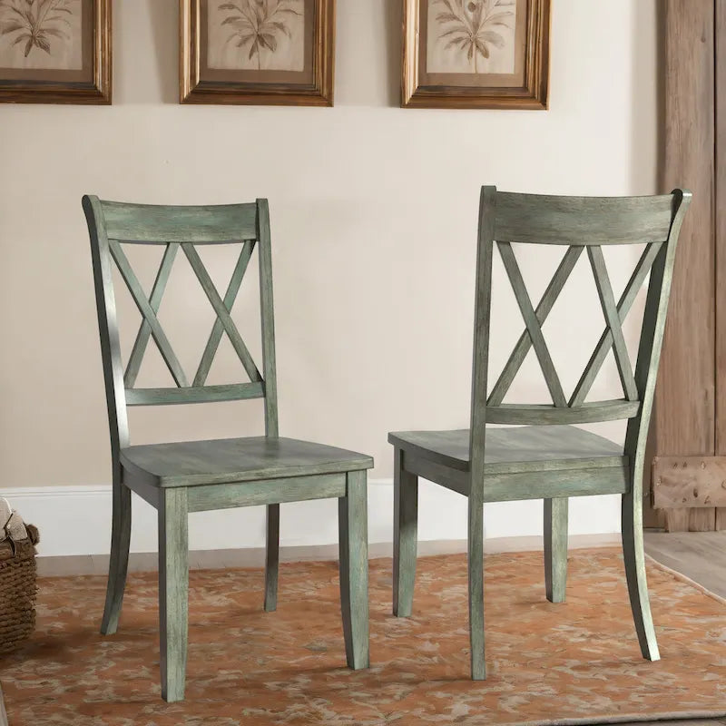 Ronda Double X Back Wood Dining Chairs (Set of 2)