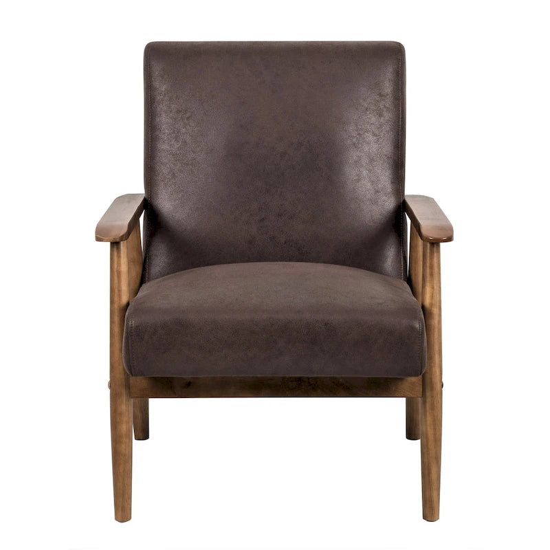 Beachwood Classic Wood/ Leather-look Microfiber Padded Seat Chair