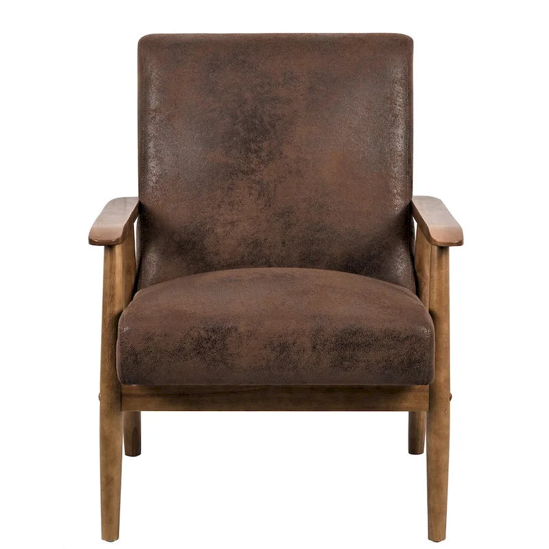Beachwood Classic Wood/ Leather-look Microfiber Padded Seat Chair