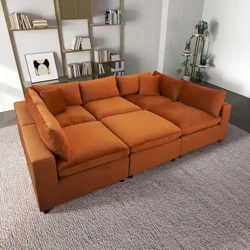 Yannie Mid-Century Modern Modular Sectional Velvet Sofa