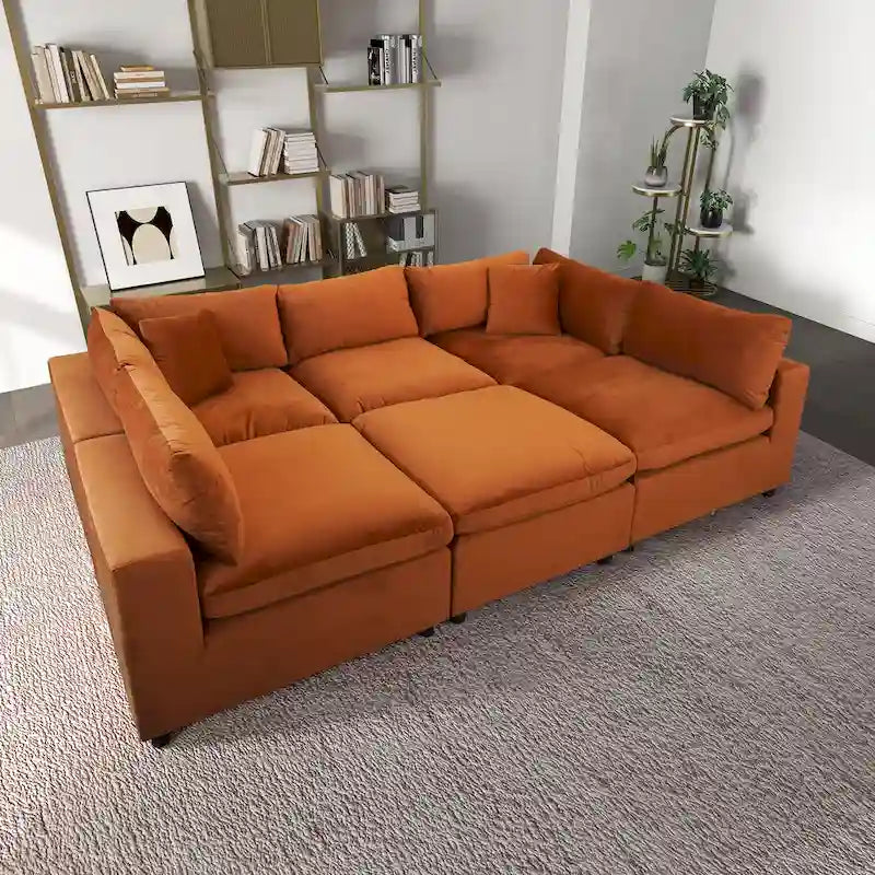 Yannie Mid-Century Modern Modular Sectional Velvet Sofa