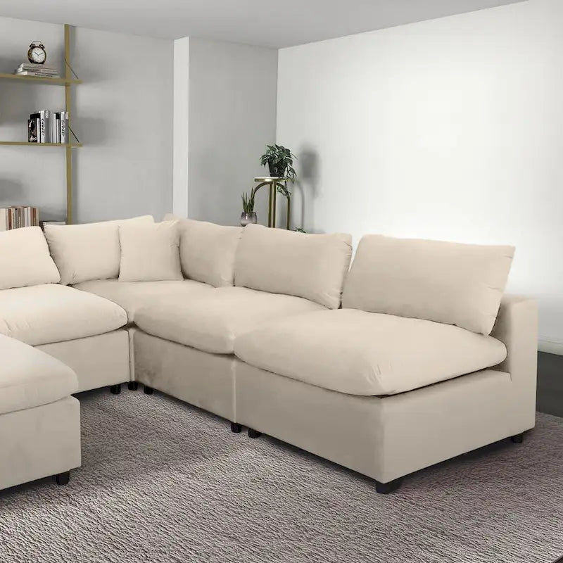 Yannie Mid-Century Modern Modular Sectional Velvet Sofa
