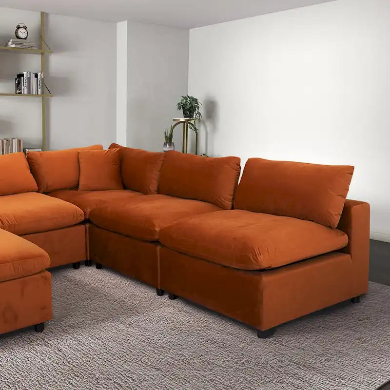 Yannie Mid-Century Modern Modular Sectional Velvet Sofa