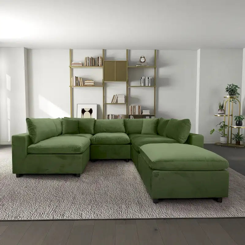 Yannie Mid-Century Modern Modular Sectional Velvet Sofa