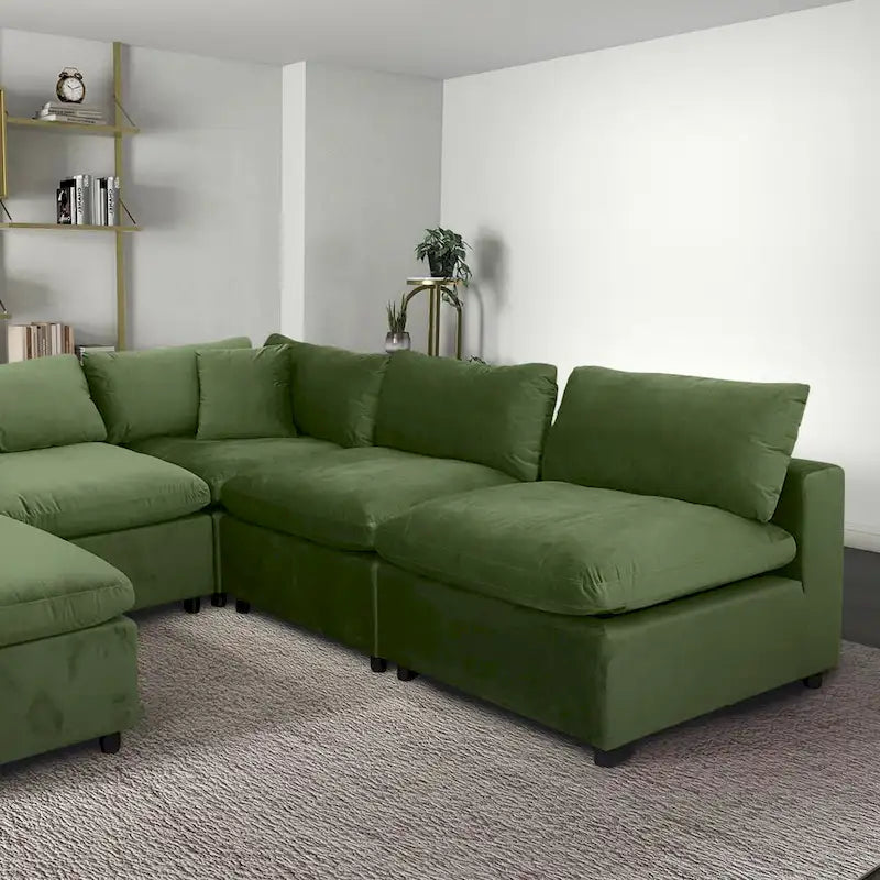 Yannie Mid-Century Modern Modular Sectional Velvet Sofa