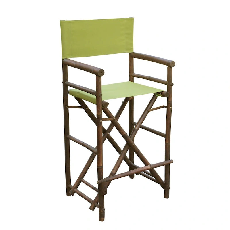 Zew Handcrafted Espresso Bamboo Bar Height Director Chair