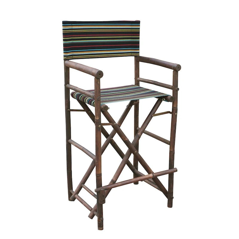 Zew Handcrafted Espresso Bamboo Bar Height Director Chair