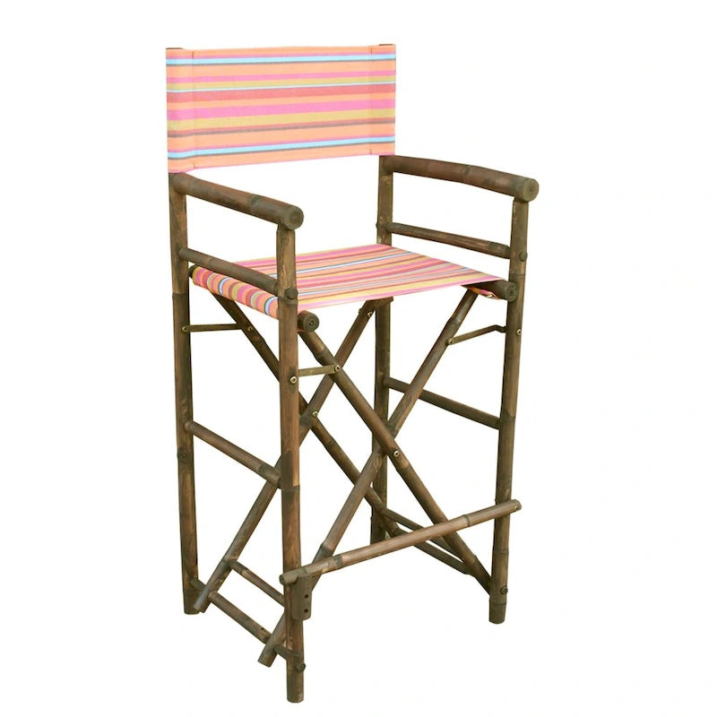 Zew Handcrafted Espresso Bamboo Bar Height Director Chair