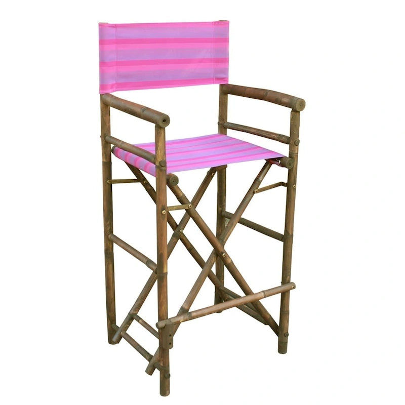 Zew Handcrafted Espresso Bamboo Bar Height Director Chair