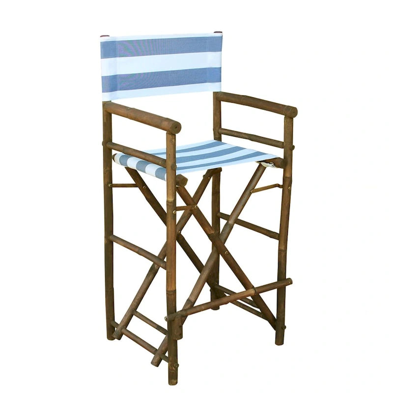 Zew Handcrafted Espresso Bamboo Bar Height Director Chair