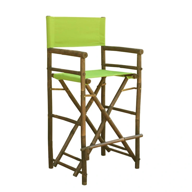 Zew Handcrafted Espresso Bamboo Bar Height Director Chair