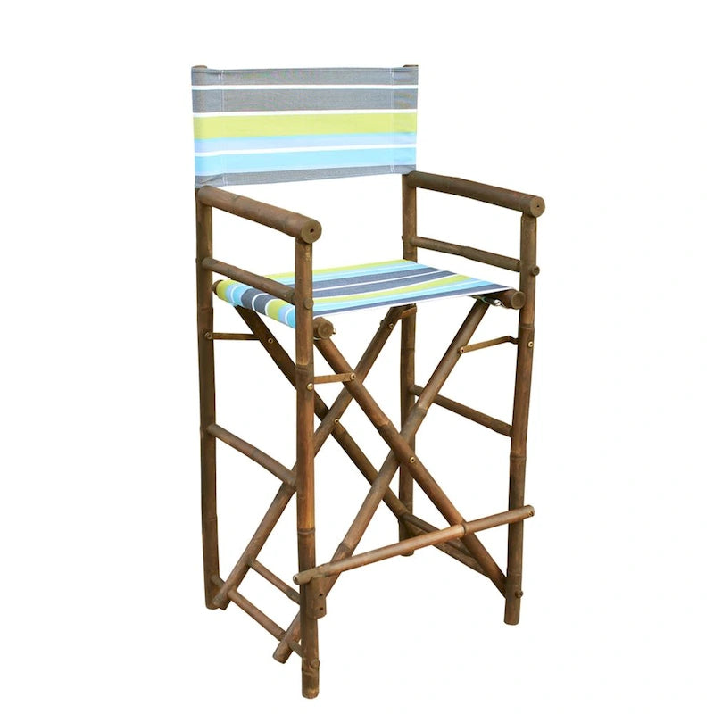 Zew Handcrafted Espresso Bamboo Bar Height Director Chair