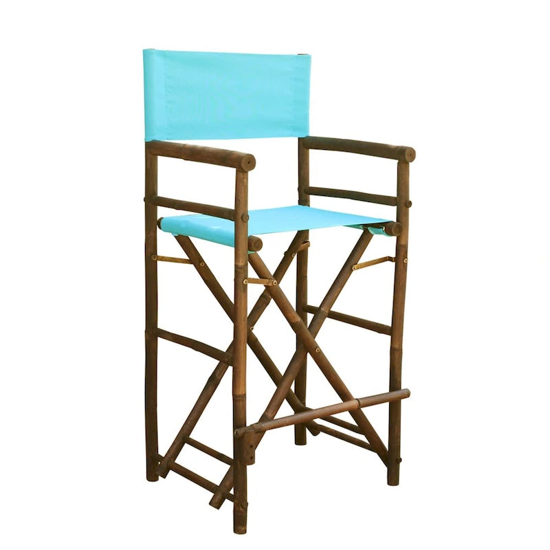 Zew Handcrafted Espresso Bamboo Bar Height Director Chair