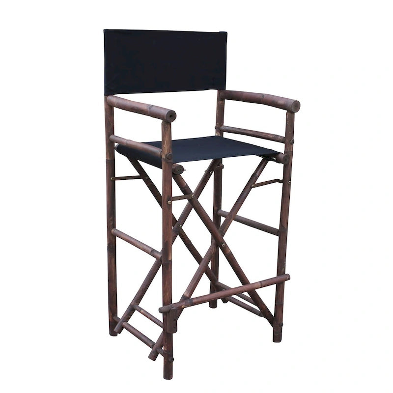Zew Handcrafted Espresso Bamboo Bar Height Director Chair