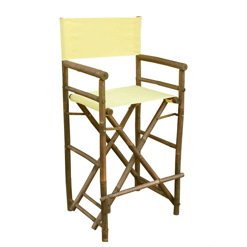 Zew Handcrafted Espresso Bamboo Bar Height Director Chair