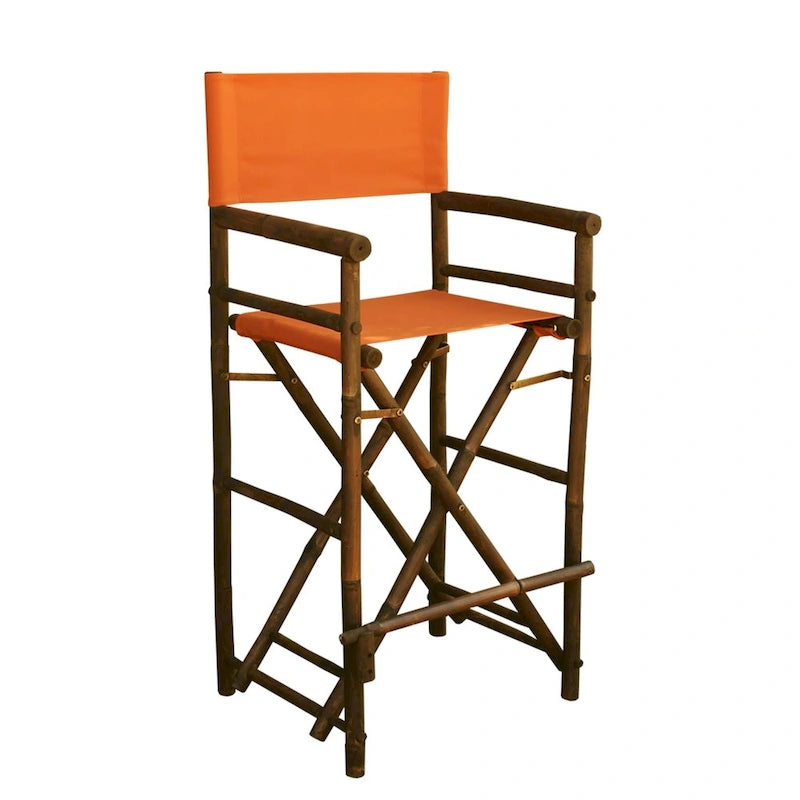 Zew Handcrafted Espresso Bamboo Bar Height Director Chair