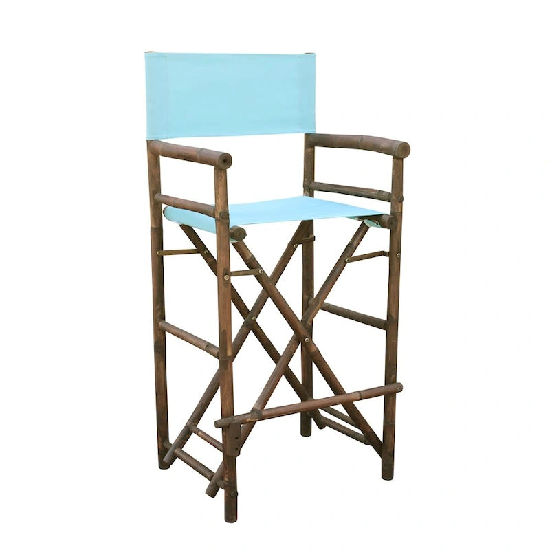 Zew Handcrafted Espresso Bamboo Bar Height Director Chair