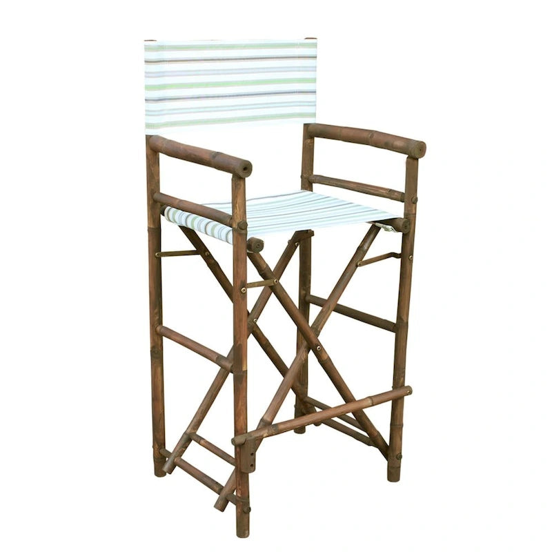 Zew Handcrafted Espresso Bamboo Bar Height Director Chair