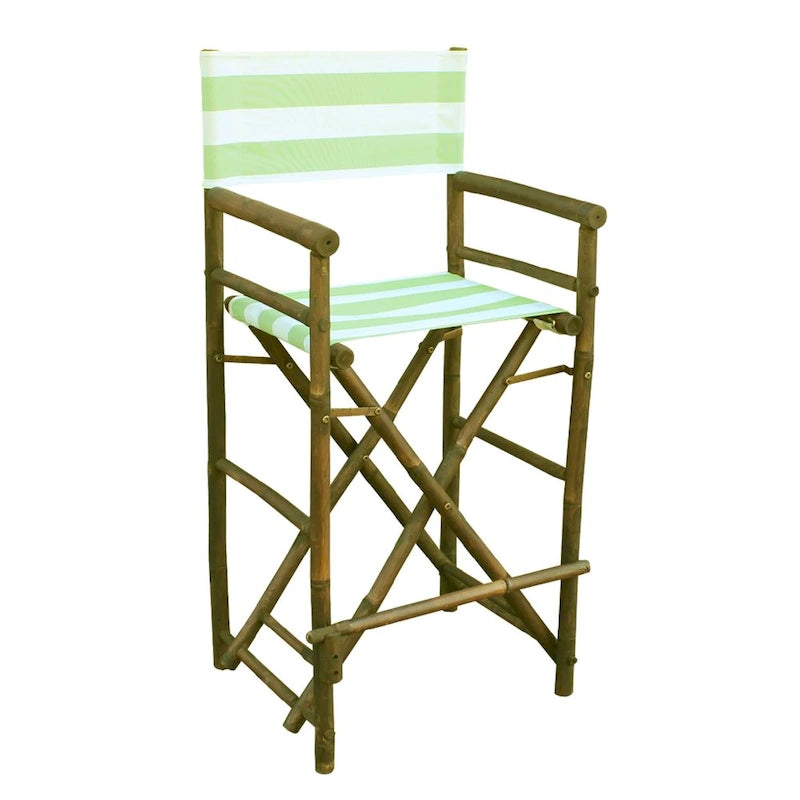 Zew Handcrafted Espresso Bamboo Bar Height Director Chair