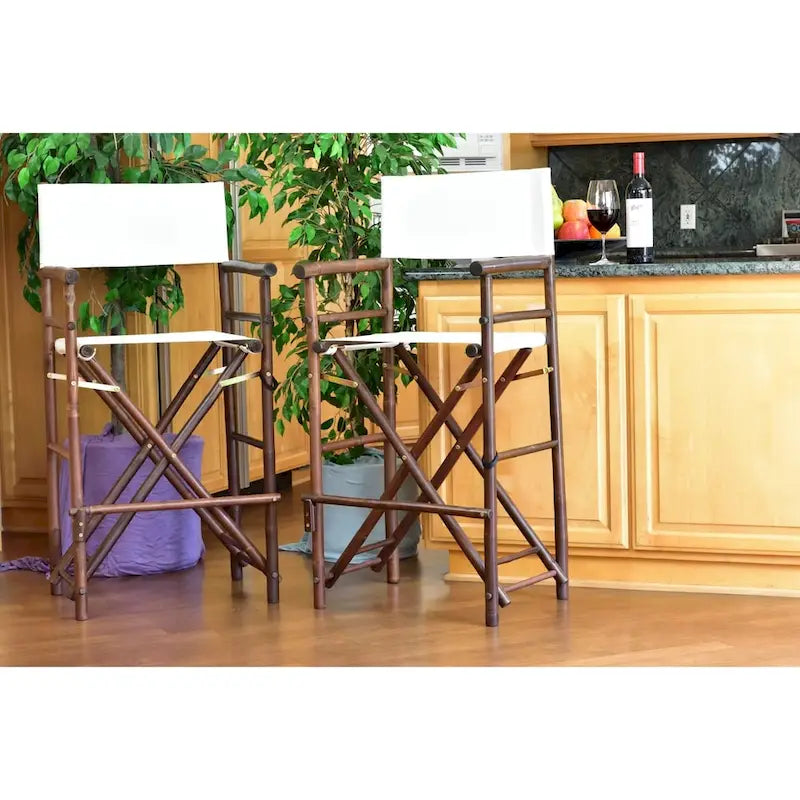 Zew Handcrafted Espresso Bamboo Bar Height Director Chair