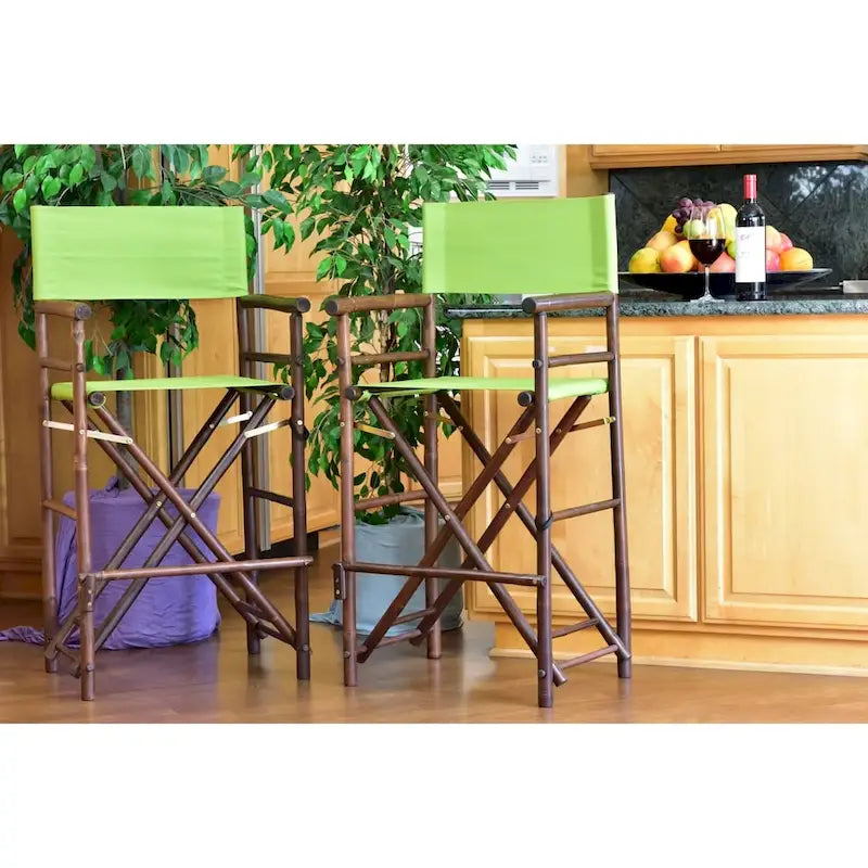 Zew Handcrafted Espresso Bamboo Bar Height Director Chair