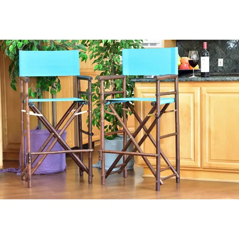 Zew Handcrafted Espresso Bamboo Bar Height Director Chair