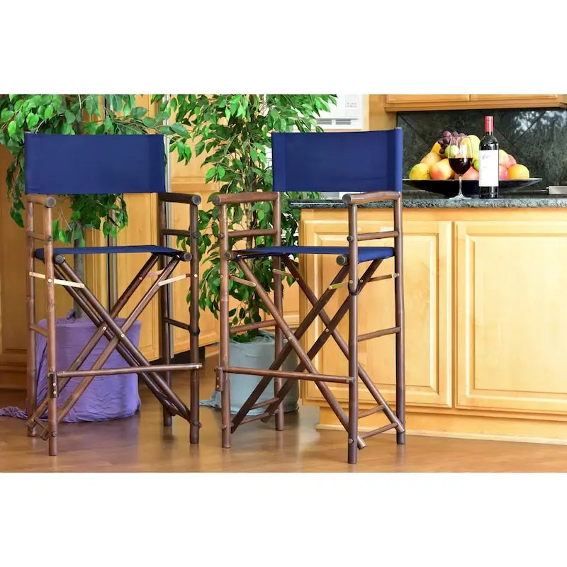 Zew Handcrafted Espresso Bamboo Bar Height Director Chair