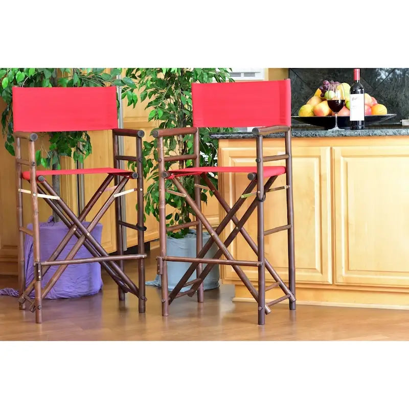 Zew Handcrafted Espresso Bamboo Bar Height Director Chair