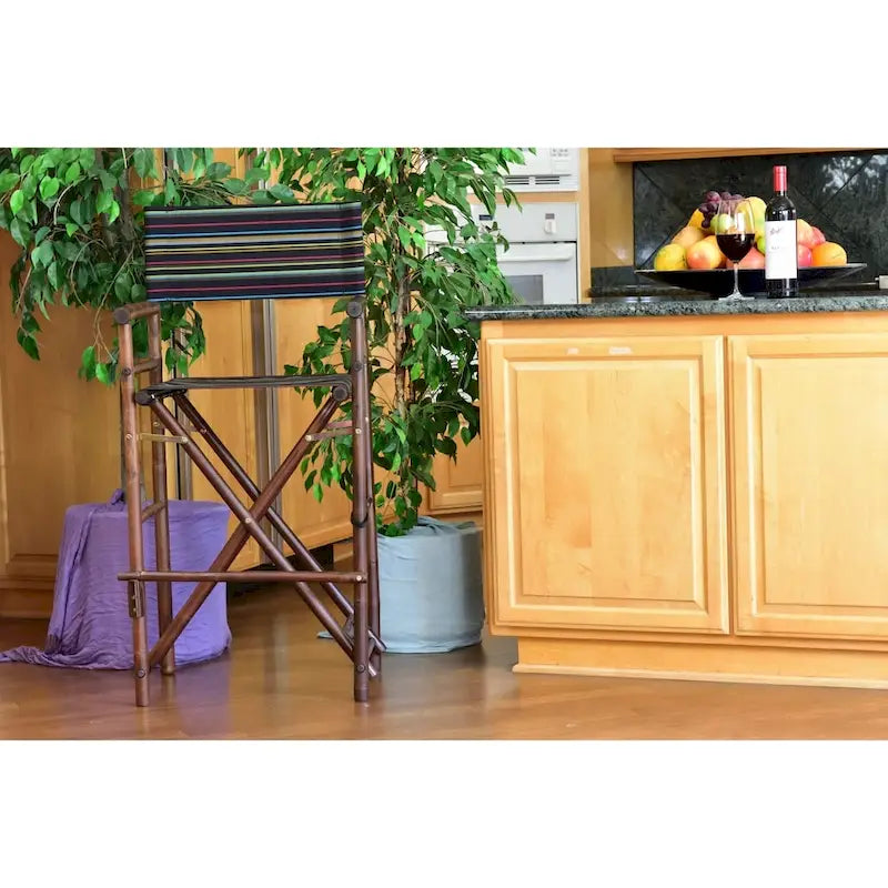 Zew Handcrafted Espresso Bamboo Bar Height Director Chair