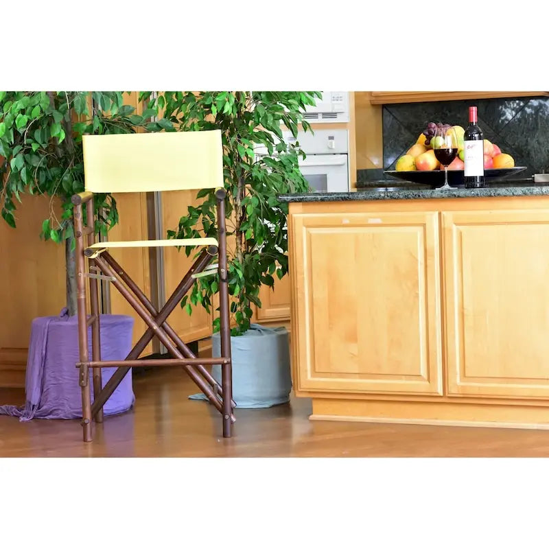 Zew Handcrafted Espresso Bamboo Bar Height Director Chair