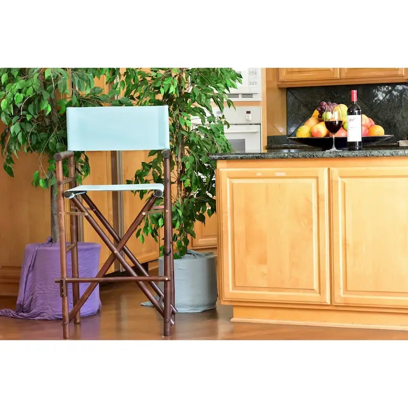 Zew Handcrafted Espresso Bamboo Bar Height Director Chair