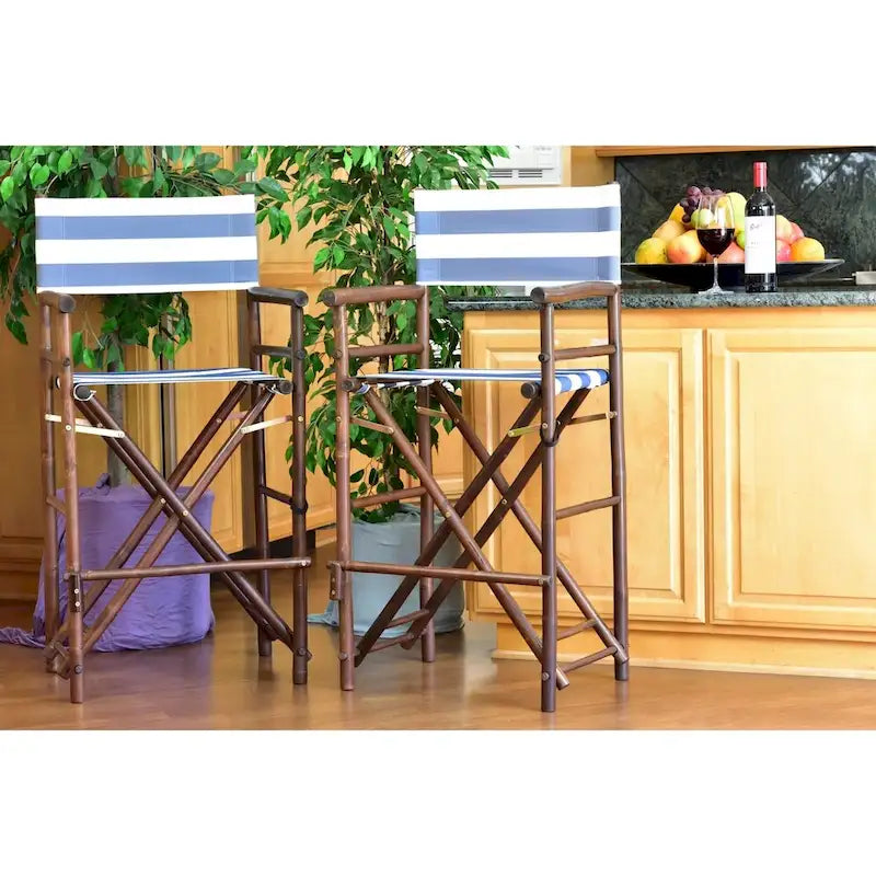 Zew Handcrafted Espresso Bamboo Bar Height Director Chair