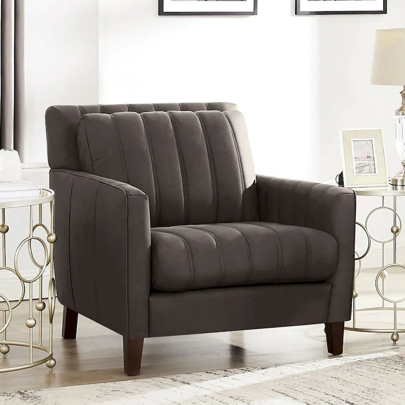 Hydeline Ennis Top Grain Leather Chair with Feather, Memory Foam and Springs