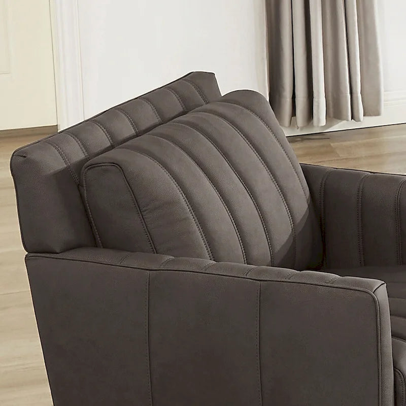 Hydeline Ennis Top Grain Leather Chair with Feather, Memory Foam and Springs