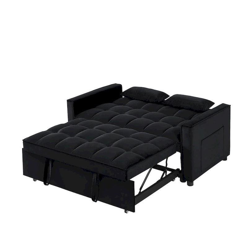 Velvet Convertible Loveseat Sleeper Sofa Couch with 2 Pillows