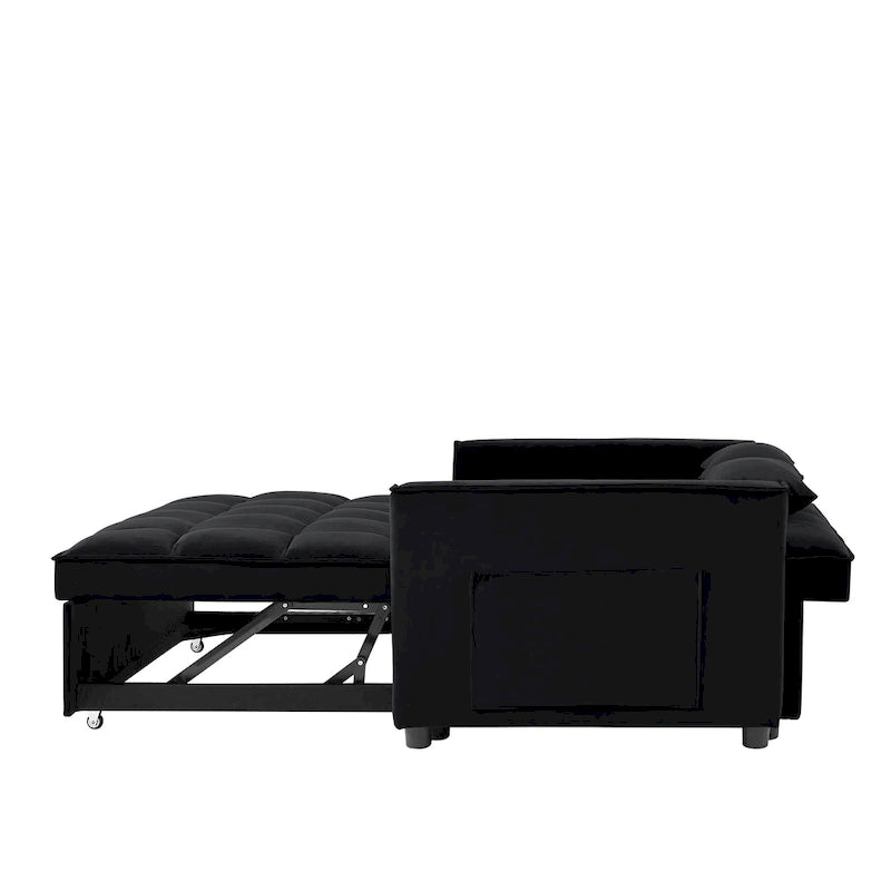 Velvet Convertible Loveseat Sleeper Sofa Couch with 2 Pillows