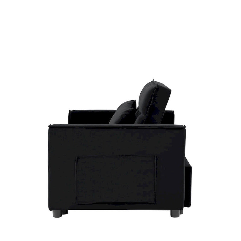 Velvet Convertible Loveseat Sleeper Sofa Couch with 2 Pillows