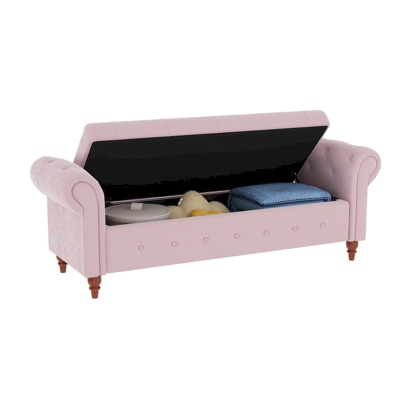 Modern Storage Bench Bed Bench with Rolled Arms
