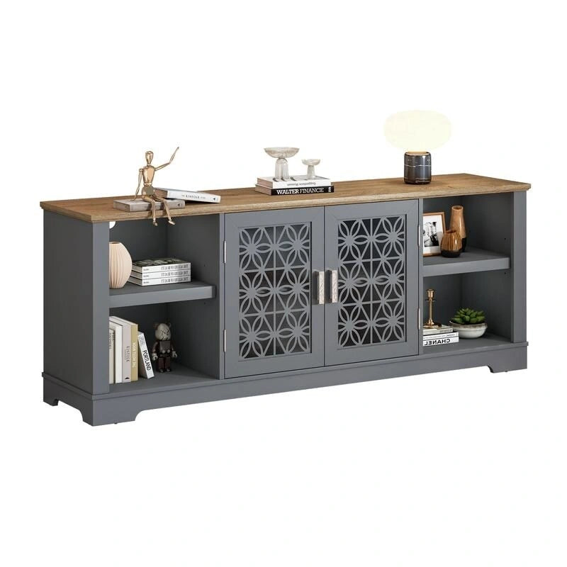 70 in. Decorative Floral Door TV Stand for Tvs up to 82 in.