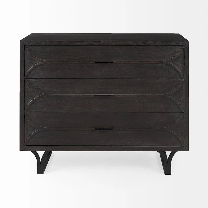 Contemporary Dark Oval Accent Cabinet - 31.8898 H x 15.9449 W x 39.9606 D