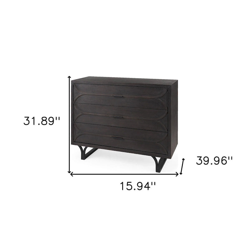 Contemporary Dark Oval Accent Cabinet - 31.8898 H x 15.9449 W x 39.9606 D